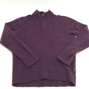 Mens Medium Ben Sherman 1/4 Zip Sweater in Burgundy